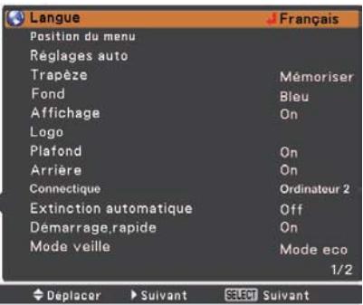 SANYO PLC-XR201 - Position du menu - 4
