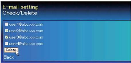 SANYO PLC-XR201 - Enregistrement et suppression des adresses e-mail - 2