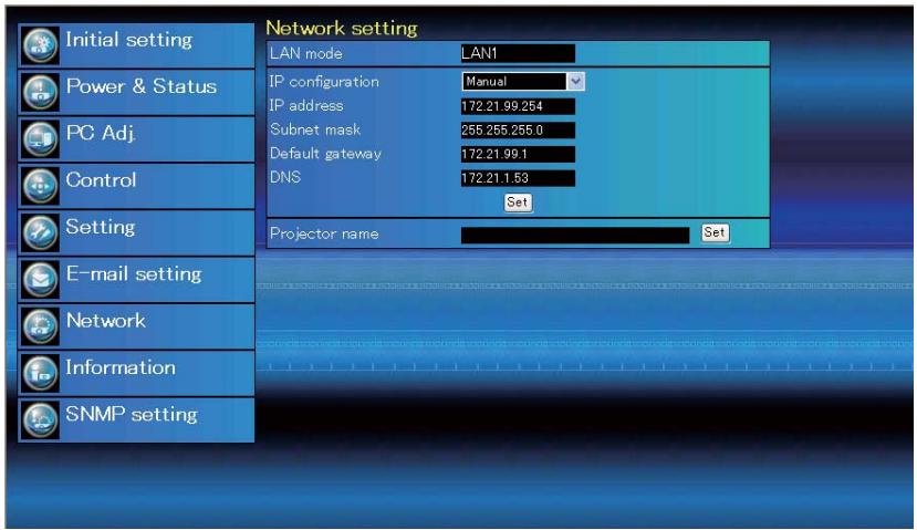 SANYO PLC-XR201 - Configuration du réseau - 1
