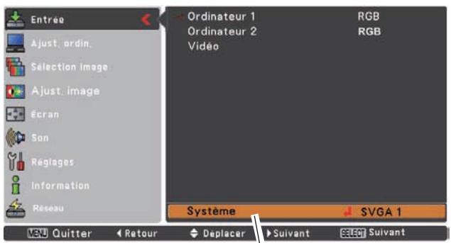 SANYO PLC-XR201 - Sélection manuelle du système d'ordinateur - 1