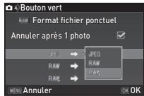 PENTAX K-S1BLEUJEAN - Pour chaque format de fichier, Sélectionnez le format de fichier lié à l'actionnement de O. - 1