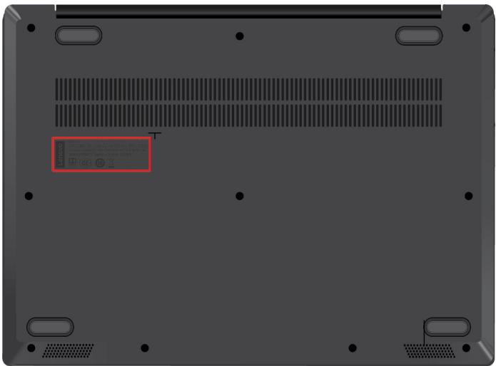 LENOVO S145 - Emplacement de l'etiquette d'identification FCC et IC - 1