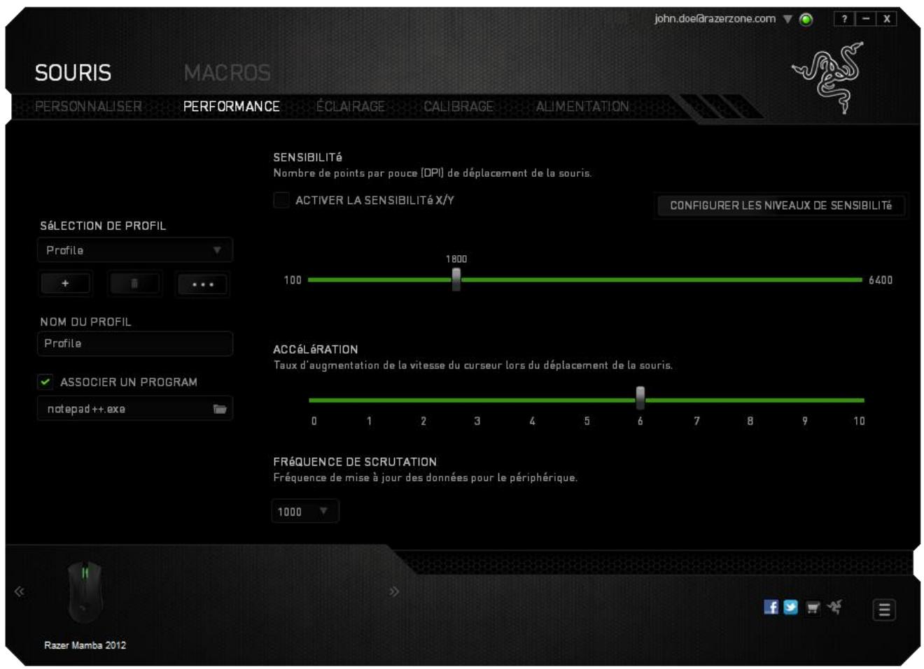 RAZER SOUNDMAMBA_NEW - ONGLET fonctionnement - 1