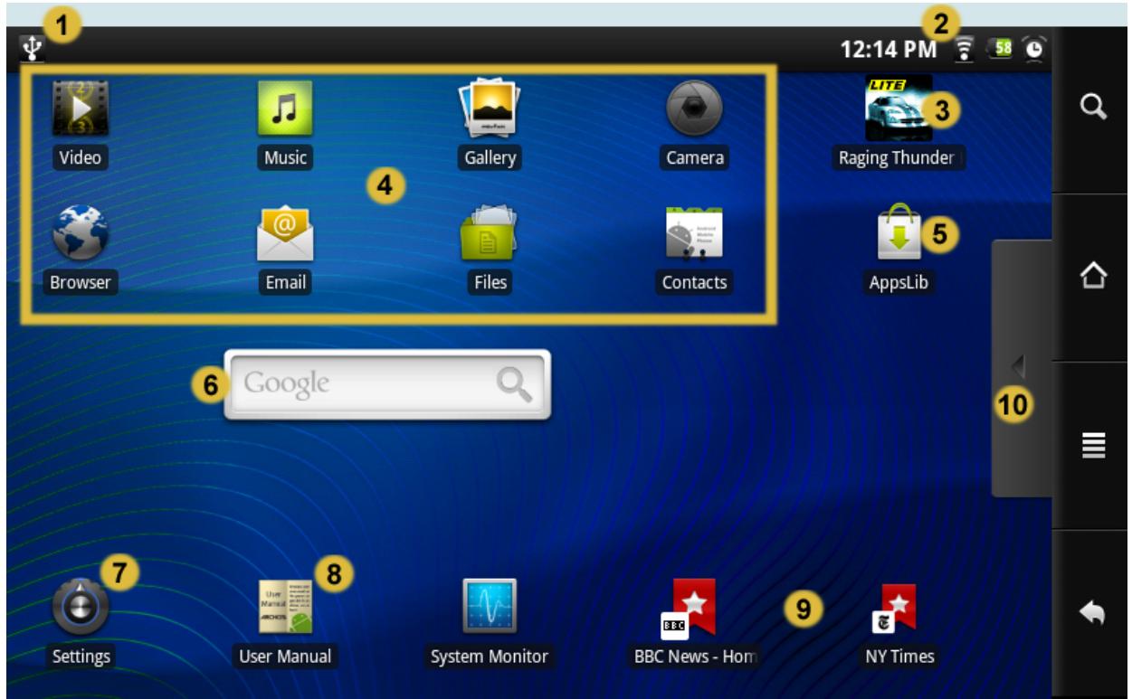 ARCHOS 70 - Utilisation de l'interface ARCHOS - 1