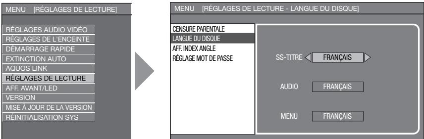 SHARP BDHP-20S - LANGUE DU DISQUE (LANGUE DE PRIORITÉ DU DISQUE) - 1