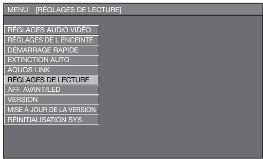 SHARP BDHP-20S - Opération de base pour les RÉGLAGES DE LECTURE - 2
