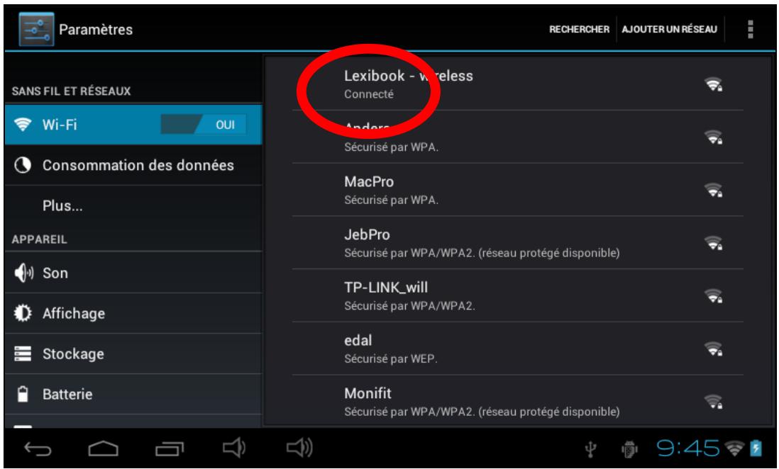 LEXIBOOK MFC270FRY - Activier la fonction Wi-Fi de la tablette - 5