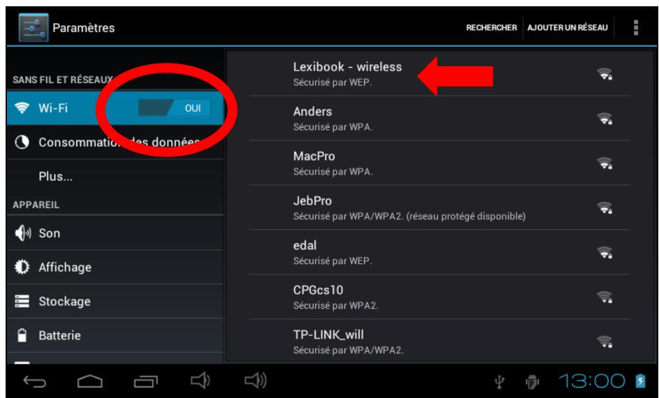 LEXIBOOK MFC270FRY - Activier la fonction Wi-Fi de la tablette - 3