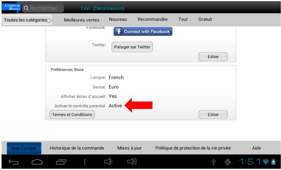 LEXIBOOK MFC270FRY - Activer le contrôle parental : - 6