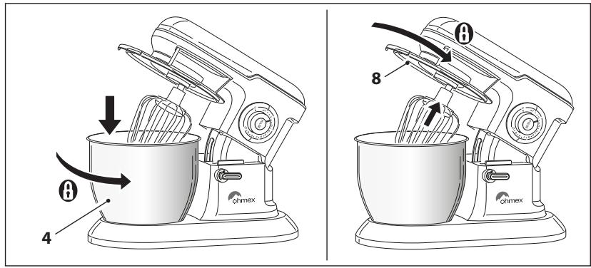 OHMEX OHM-SMX-4100 - Attention le couvercle anti-éclaboussures (8) doit être fixé correctement. - 1