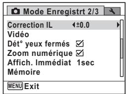 PENTAX OPTIO P70 - Utilisez le bouton de navigation (▲▶) pour sélectionner la valeur IL. - 1