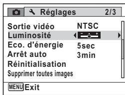 PENTAX OPTIO P70 - Utilisez le bouton de navigation (▲▶) pour régler la luminosité. - 2
