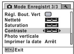 PENTAX OPTIO P70 - Utilisez le bouton de navigation (▲▶) pour modifier le niveau de contraste. - 2