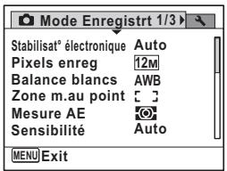 PENTAX OPTIO P70 - - [Mode enregistr] Menu 1 - 1