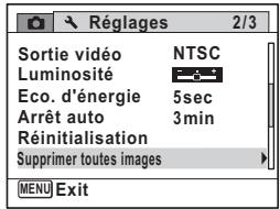 PENTAX OPTIO P70 - Utilisez le bouton de navigation ( ) pour selectionner [Supprimer toutes images]. - 1