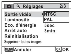 PENTAX OPTIO P70 - Utilisez le bouton de navigation ( ) pour selectionner un système de sortie video. - 1