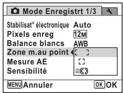 PENTAX OPTIO P70 - Utilisez le bouton de navigation ( ) afin de modifier le réglage de la zone de mise au point. - 1