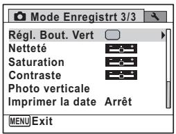 PENTAX OPTIO P70 - - [Mode enregistr] Menu 3 - 1