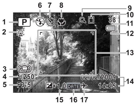 PENTAX OPTIO P70 - Affichage normal en mode capture d'images fixes - 1