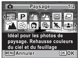 PENTAX OPTIO P70 - Utilisez le bouton de navigation (▲▼▲▶) pour sélectionnner un mode de prise de vue. - 1