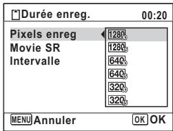 PENTAX OPTIO W80 - Sélection du nombre de pixels enregistrés et de la cadence d'image pour les séquences video - 1