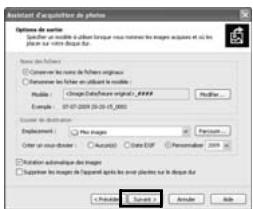 PENTAX OPTIO W80 - Spécifiez [Noms des fichiers] et [Dossier de destination], et cliquez sur [Suivant]. - 1