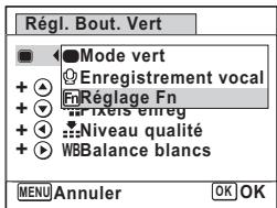 PENTAX OPTIO W80 - Enregistrement de fonctions fréquement utilisées (Réglage Fn) - 1