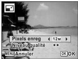 PENTAX OPTIO W80 - Sélectionnez [Pixels enreg] et [Niveau qualité]. - 1