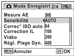 PENTAX OPTIO W80 - Utilisez le bouton de navigation ( ) pour modifier la sensibilité. - 1