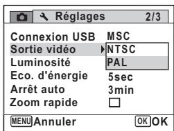 PENTAX OPTIO W80 - Changement du système de sortie video - 1