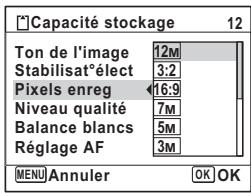 PENTAX OPTIO W80 - Utilisez le bouton de navigation ( ) pour changer le nombre de pixels enregistrres. - 1