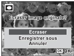 PENTAX OPTIO W80 - Utilisez le bouton de navigation ( ) pour selectionner [Ecraser] ou [Enregisterer sous]. - 1