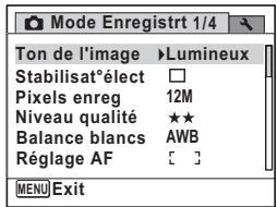 PENTAX OPTIO W80 - - [Mode Enregistr] Menu 1 - 1
