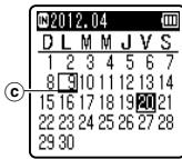 OLYMPUS VN-406PC - Appuyez sur la touche +,-, l ou pour selectionner la date. (C Date selectionnee - 1