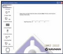 NAVMAN NC - Folgen Sie der Eingabeaufforderung, um den Kartenproduktschlüssel zu aktivieren: - 1