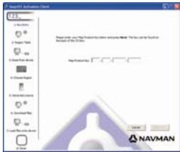 NAVMAN NC - Suivez les instructions d'activation de la Map Product Key : - 1