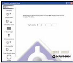 NAVMAN NC - Seguire le istruzioni per l'attivazione del Map Product Key: - 1