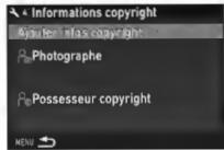 PENTAX R70 - Utilizez  pour définiR [Ajouter info s copyright]. - 1