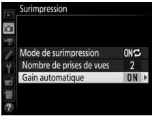 NIKON D7200 18-105MM VR - Choisissez le niveau de gain. Mettez en surbrillance Gain automatique et appuyez sur 已 - 1