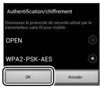NIKON D7200 18-105MM VR - Sélectionnez WPA2-PSK-AES. Sélectionnez WPA2-PSK-AES puis OK. - 3