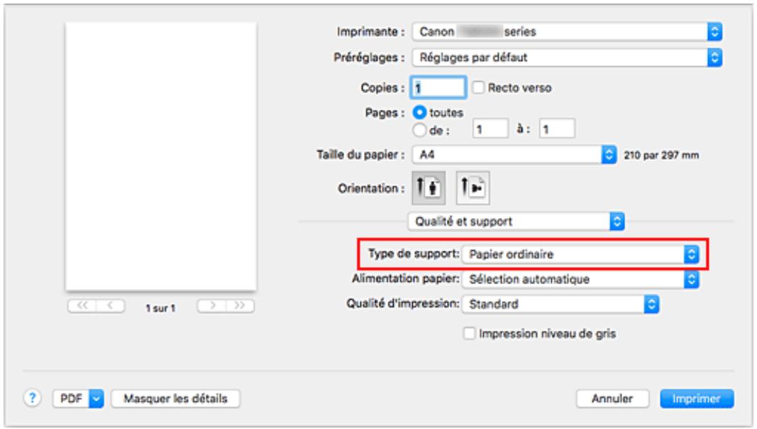 CANON TS8053 - Sélectionnez le type de support - 1