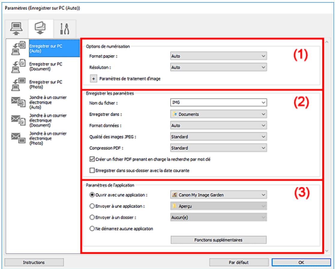 CANON TS8053 - Boîte de dialogue Paramètres (Enregistrer sur PC (Auto)) - 2