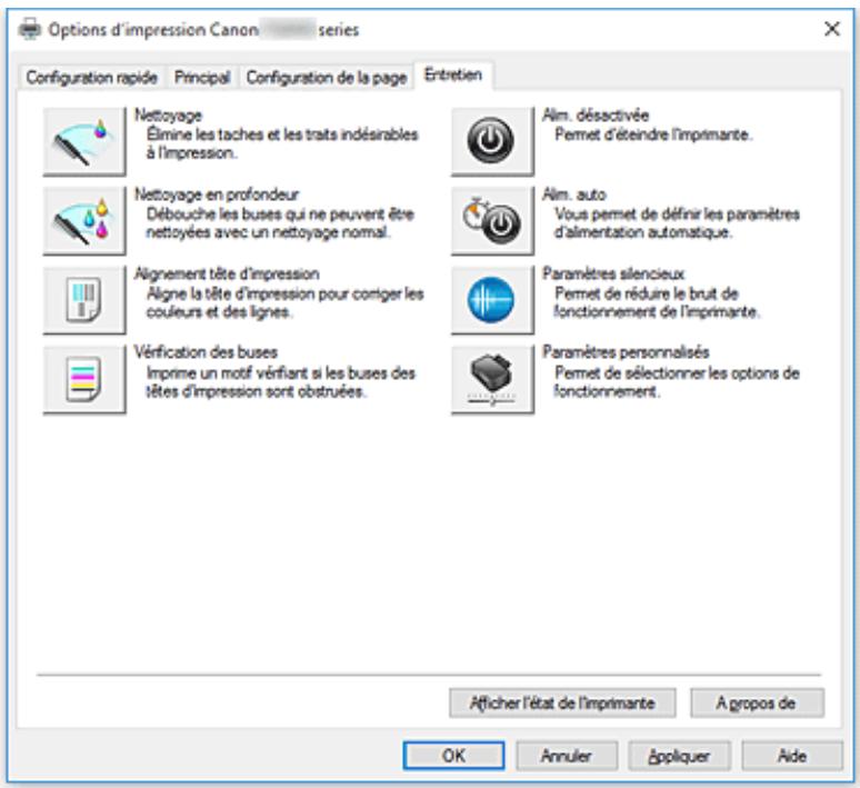 CANON TS8053 - Description de l'onglet Entretien - 1