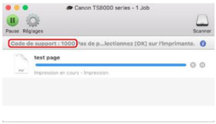 CANON TS8053 - Lorsqu'un code support et un message s'affichent à l'écran : - 2