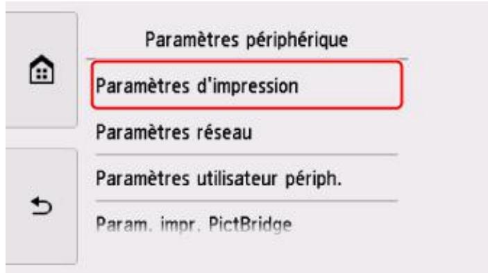 CANON TS8053 - Modification des paramètres à partir du Panneau de contrôle - 4