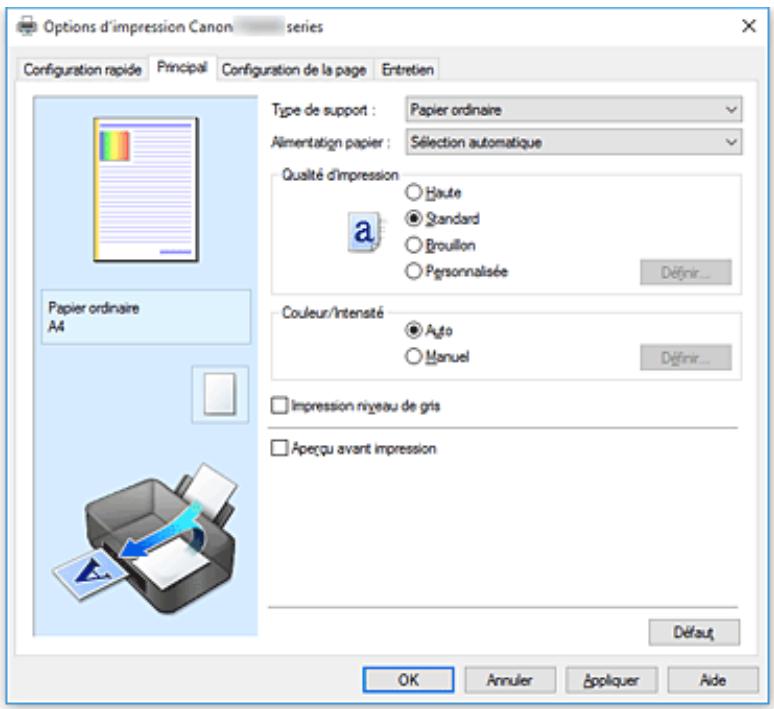 CANON TS8053 - Description de l'onglet Principal - 1