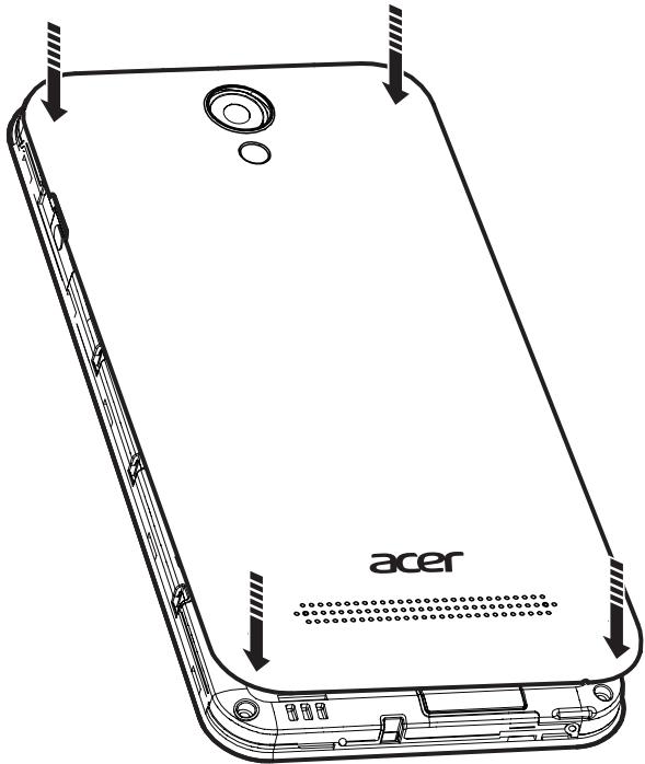 ACER Z6 WHITE / GOLD - Insérer les cartes SIM et la carte microSD - 4