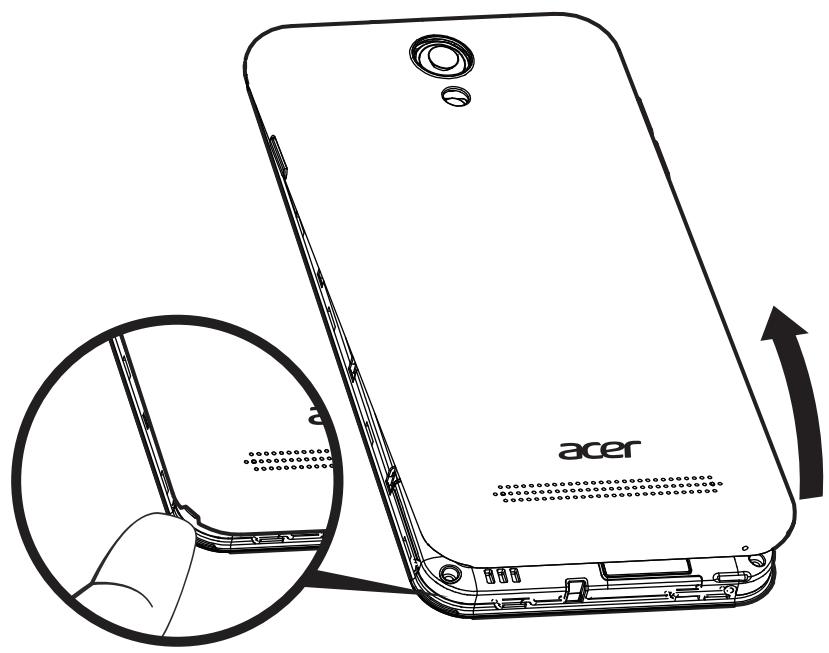 ACER Z6 WHITE / GOLD - Insérer les cartes SIM et la carte microSD - 1