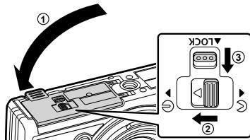 OLYMPUS TG-6 - Insertion et retrait de la batterie et de la carte - 4