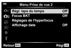 OLYMPUS TG-6 - Prise de vue automatique avec un intervalle fixe (Régl. laps du temps) - 1